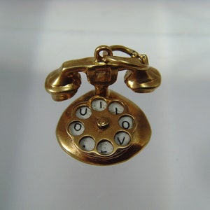 Vintage 9 Karat Gold Telefonanhänger mit &quot;&quot;Ich liebe Dich&quot;&quot; Anhänger.&quot;