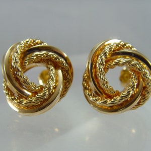 Vintage 9ct chunky large 16 mm yellow gold knot stud earrings