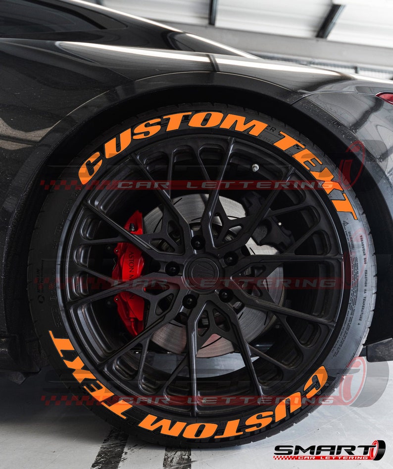 Tire Car Letter Stickers Permanent Custom White Text Decal Etsy