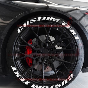 Adesivos de letras para pneus de carro, kit de adesivos de rodas de decalque de texto branco personalizado permanente