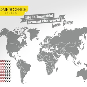 My Travels Around The World, Vinyl World Map, World Decal. SKU: WD021