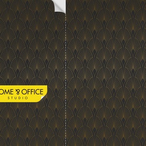 Carta da parati art déco nera, carta da parati wall stick peel remove, peel and stick wallpaper, home decor nero e oro. SKU: WD012