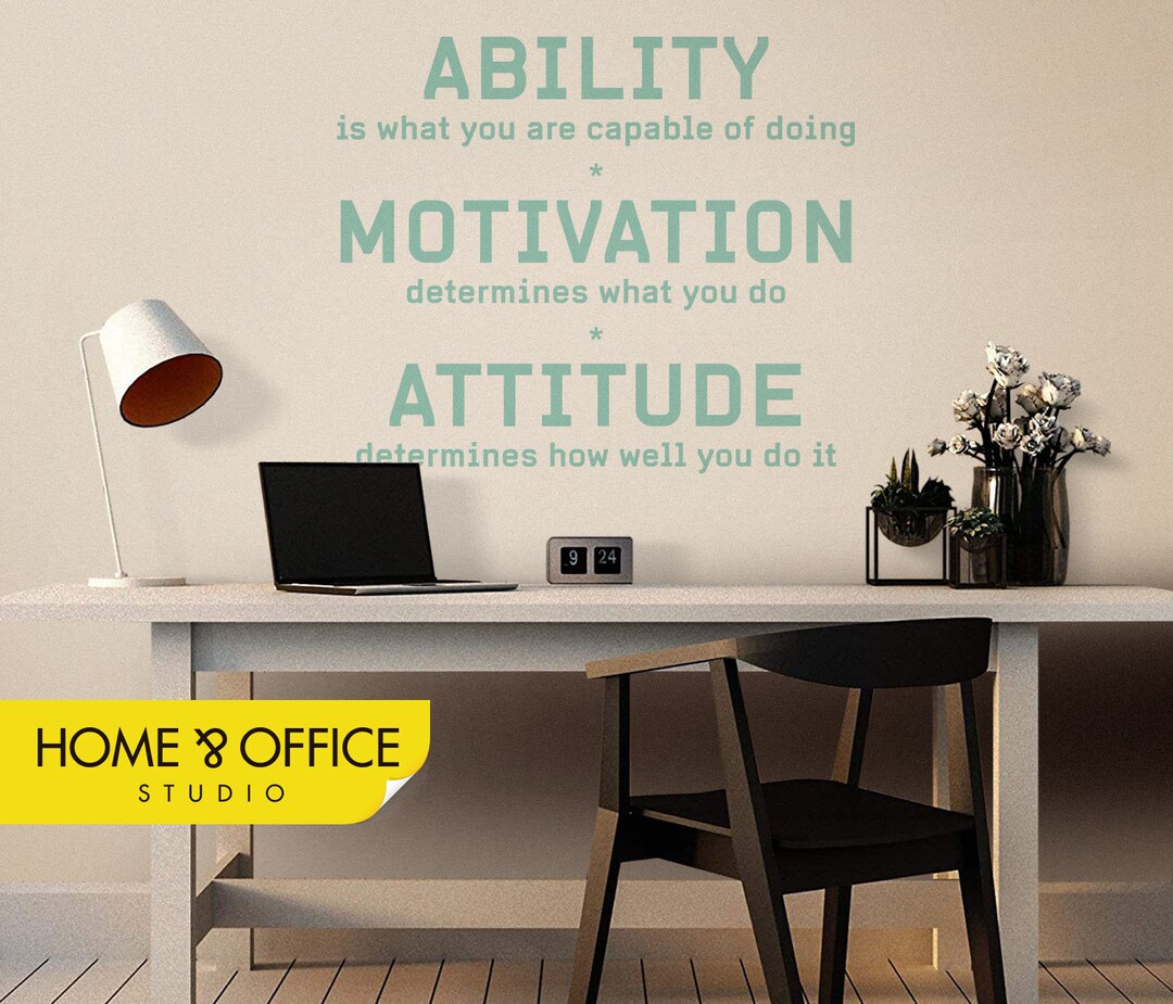 Ability Motivation Attitude Decal, Office Decal, Gym Wall Vinyl Decal ...