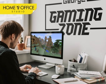 Personalized Game Zone Decal for Wall, Wall Decal for Boys Room, Game Vinyl Wall Sticker, Wall Decal, Home Decor, Gamer Gift. SKU: WD086