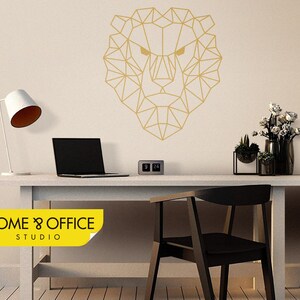 Lion Wall Decal, Geometric Lion Head Sticker, Animal Decal, Wild Wall Art, Geometric Wall Art, Lion Head Wall Decor, Home Decor. SKU: WD056