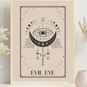 Evil Eye Tarot Card Print: Celestial Boho Wall Art (Digital Download)