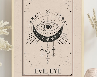Evil Eye Tarot Card Print: Celestial Boho Wall Art (Digital Download)
