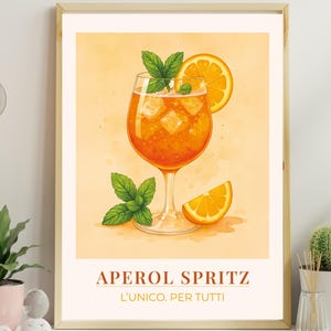 Aperol Spritz Poster Digitaler Download - Italienischer Cocktail Druck, Aperitivo Drink Poster, Retro Küchen Bar Dekor, L’Unico Per Tutti Wandkunst
