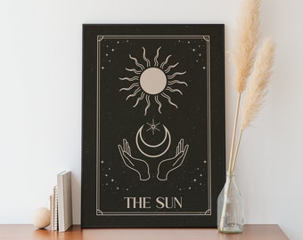 Die Sonne Tarot Karte Print: Boho Celestial Spirituelle Wandkunst (Digitaler Download)