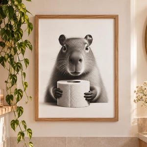 Funny Capybara Bathroom Print: Minimalist Animal Decor (Digital Download)