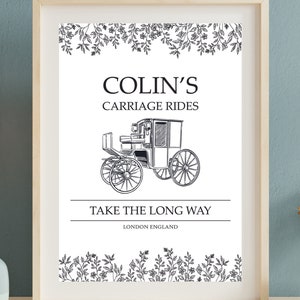 Bridgerton Inspired Printable Poster &#39;Colins Carriage Rides&#39; Lady Whistledown Quote, Dearest Gentle Reader Wall Art, Penelope Home Decor