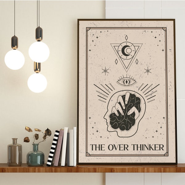 The Over Thinker Tarot Karte Poster, Evil Eye Tarot Art Print, Overthinking Boho Wall Decor, Magic Celestial Wall Art Gift *DIGITAL DOWNLOAD*