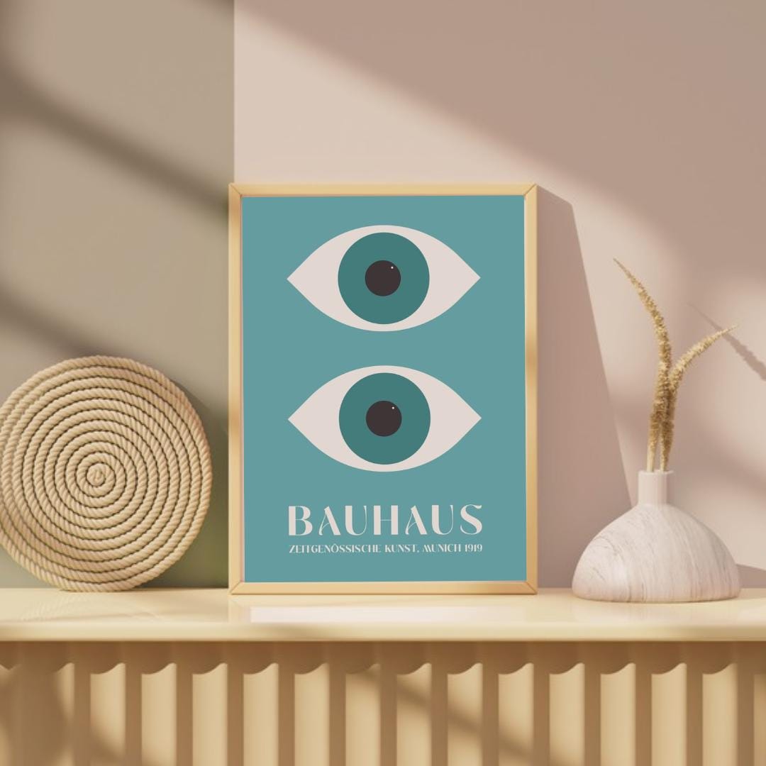 Bauhaus 1919 Geometric Colourful Eyes Art Print, Mid Century