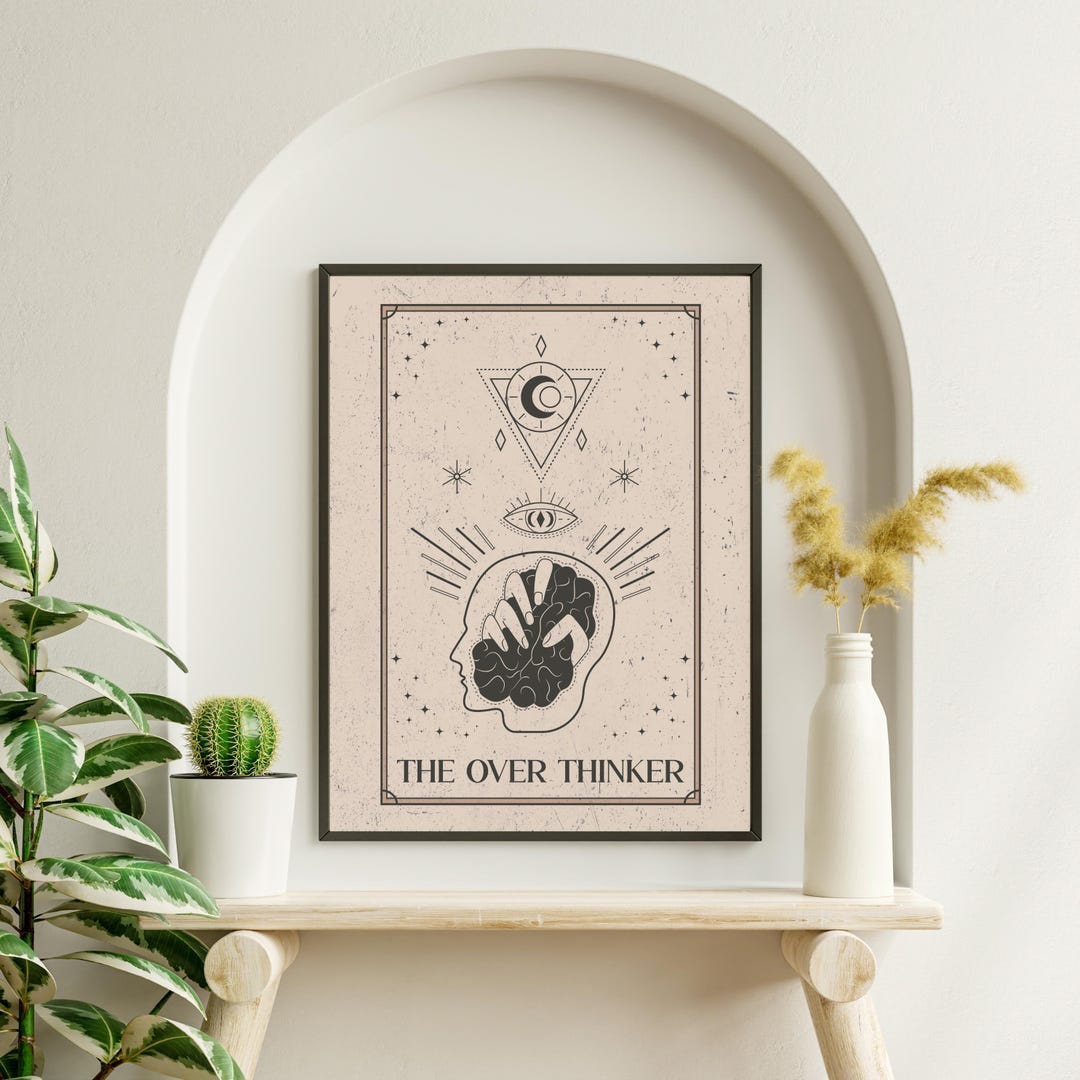 Overthinking Card The Over Thinker Tarot Card Poster, Evil Eye Tarot Art Print ...