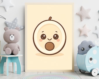 Kawaii Kokosnuss Print, Kinderzimmer Dekor (Digitaler Download)