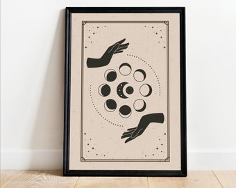 Black Moon Tarot Card Print: Celestial Boho Wall Art (Digital Download)