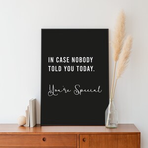 Letra da música "You're Special" para impressão, citação "Caso Ninguém Te Contasse Hoje", tipografia "Girl Power", afirmação positiva, arte de parede "Boho Amor Próprio"