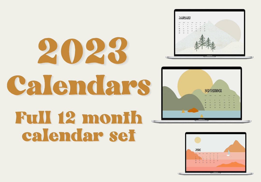 LAPTOP Calendar 2023 2023 Monthly Calendar Laptop Wallpaper Bundle 2023