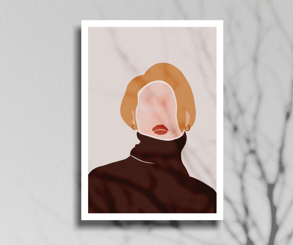 autumn digital print fall abstract wall decor fashion print printable art Woman in cosy sweater art print wall art abstract print,