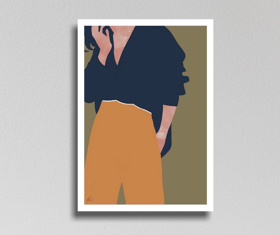autumn digital print fall abstract wall decor fashion print printable art Woman in cosy sweater art print wall art abstract print,