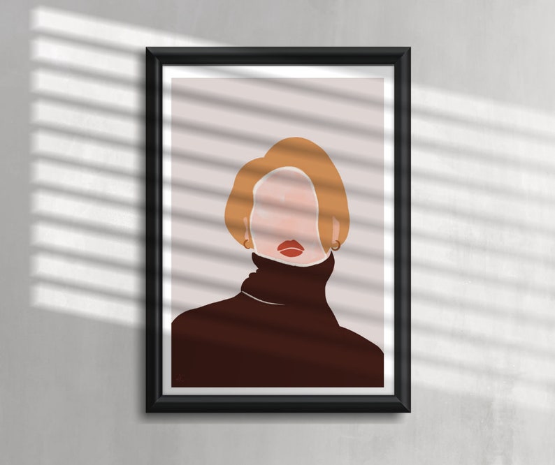 autumn digital print fall abstract wall decor fashion print printable art Woman in cosy sweater art print wall art abstract print,