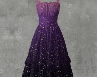 Gradient Ruffle Hem Dress, Gothic Witchy Sleeveless Dress