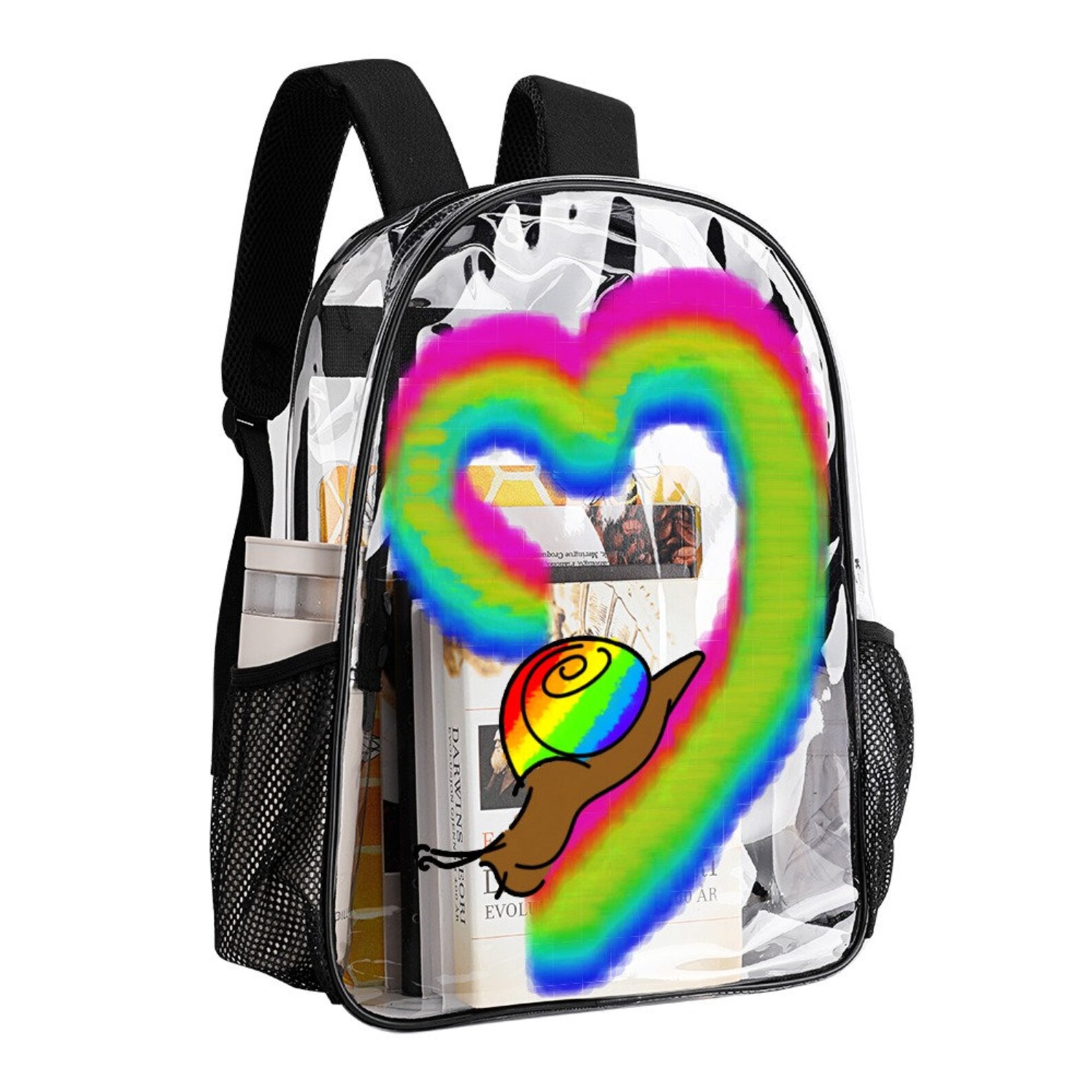 Pride Snail Backpack, Transparent Bag, 17 Inch Rucksack, Lovecore ...