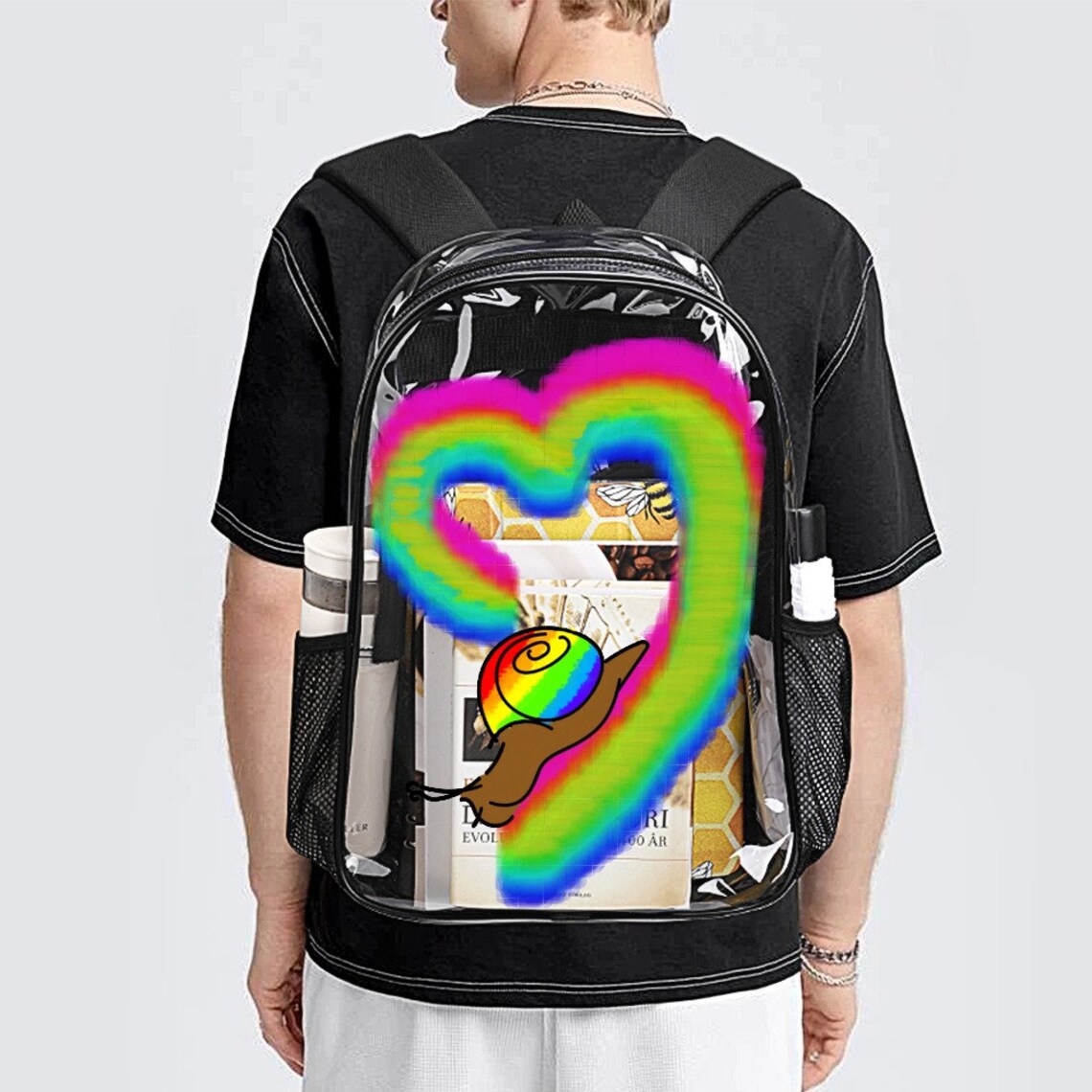 Pride Snail Backpack, Transparent Bag, 17 Inch Rucksack, Lovecore ...