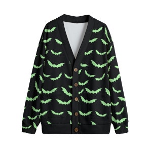 Whimsigoth Bats Fleece Cardigan, Genderless Fashion, Witchy Clothing ...