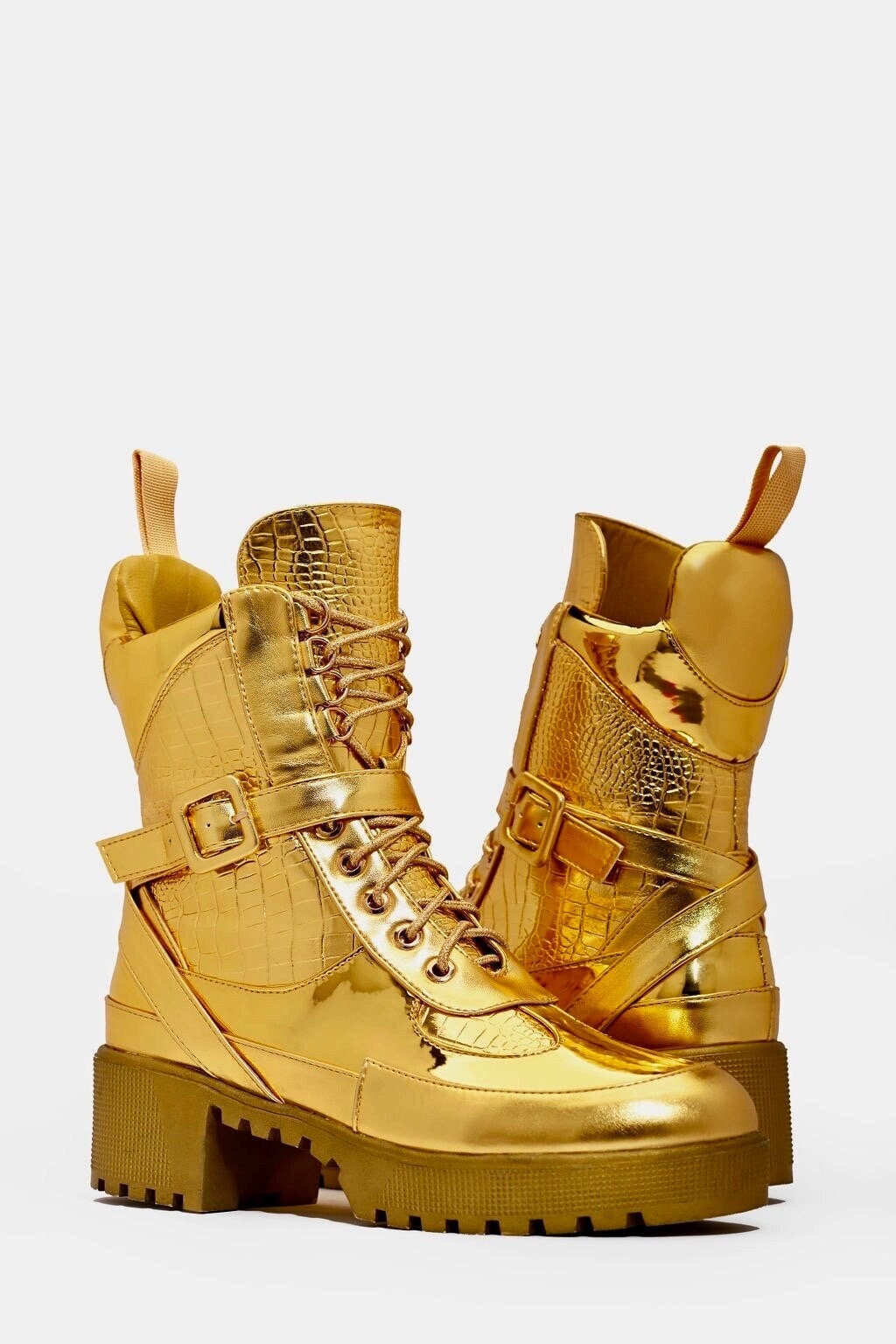 Gold hotsell platform boots