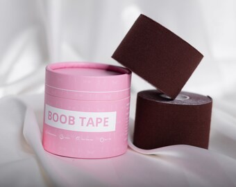 Boob Tape | 2"|  Breast Lift Tape, Straight Sticky Bra, in EBONY flavor + Nipple Pastie