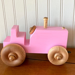 Handmade Personalized Wooden Tractor, Red, Blue, Green, Orange, White, Pink image 10