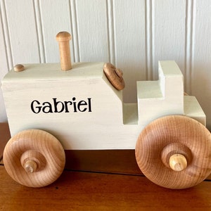 Handmade Personalized Wooden Tractor, Red, Blue, Green, Orange, White, Pink image 9
