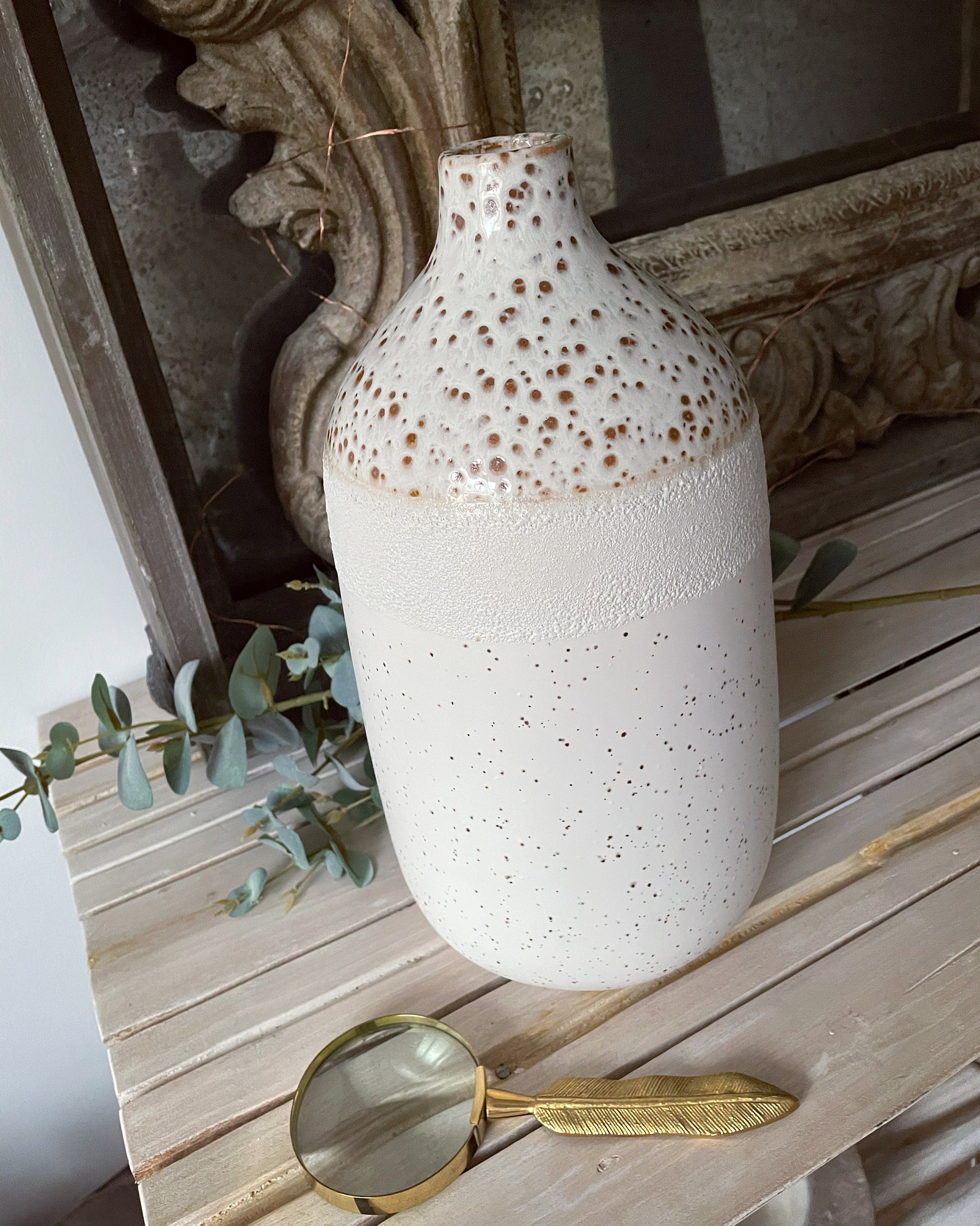 Speckled White Vase Etsy