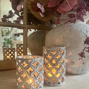 Large Geometric Stone Candle Sconce