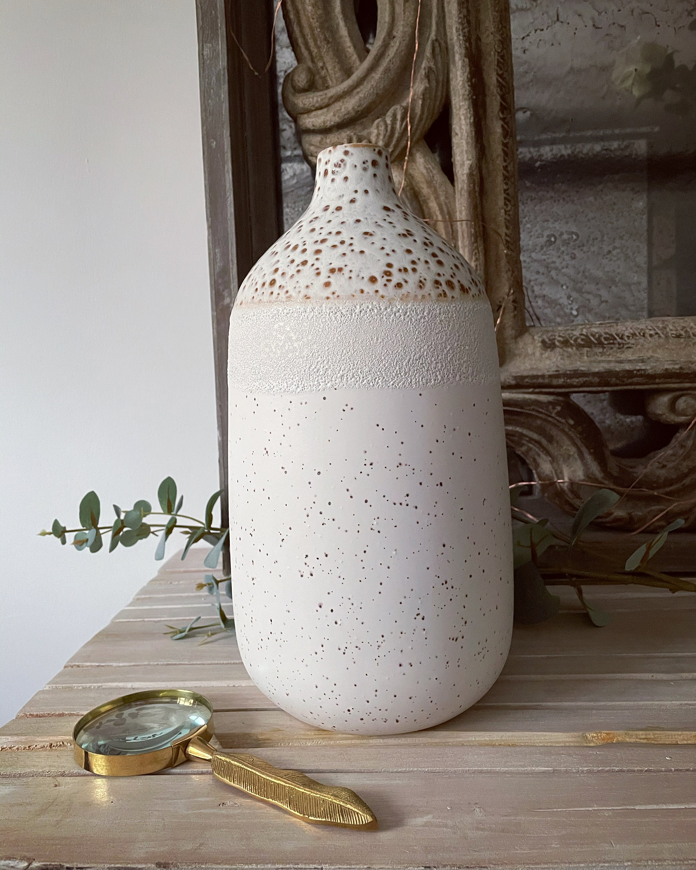 Speckled White Vase Etsy