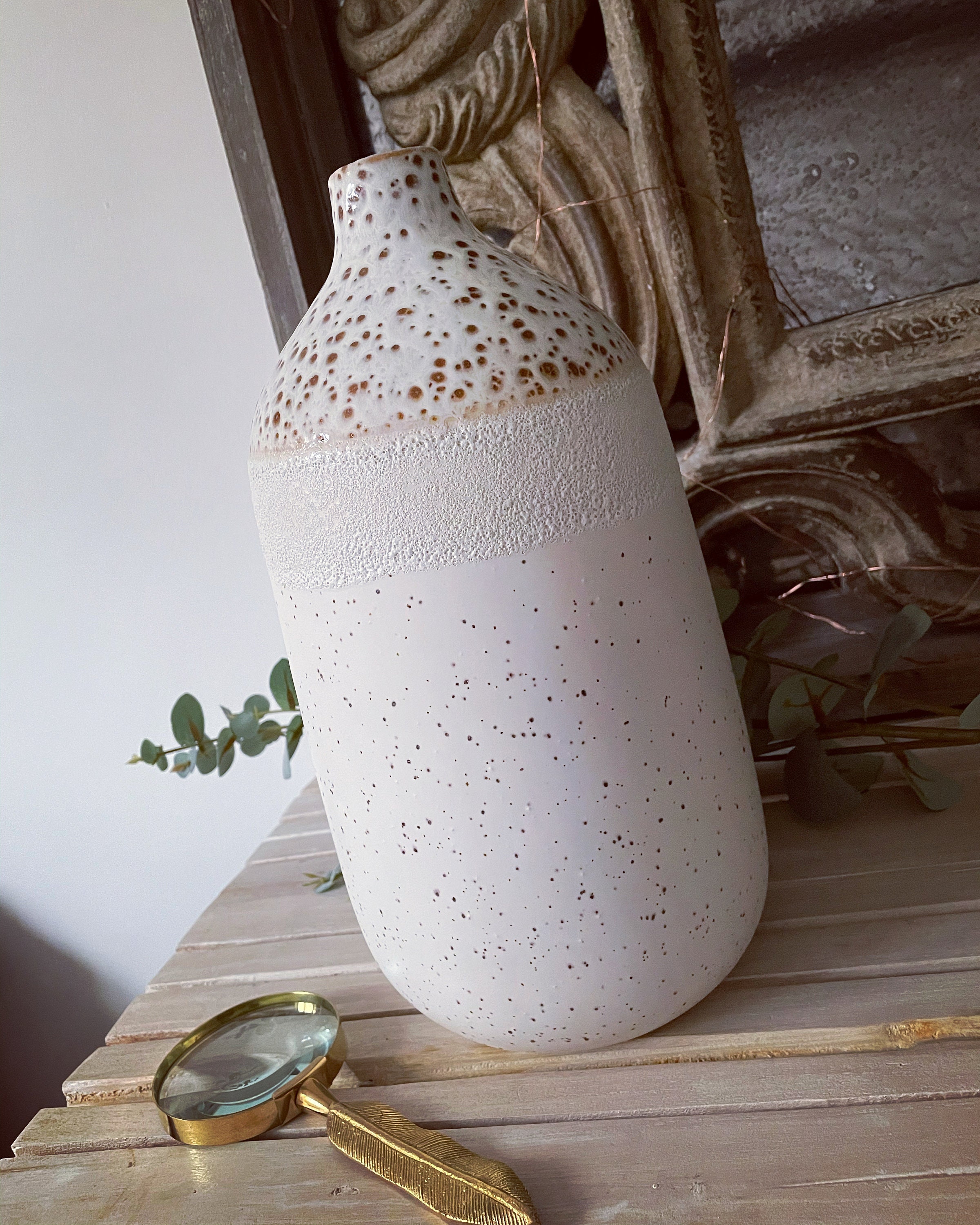 Speckled White Vase Etsy