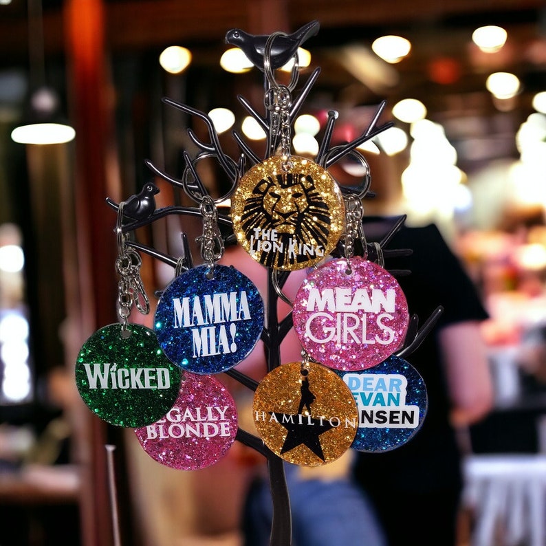 Musical inspired glitter keyrings