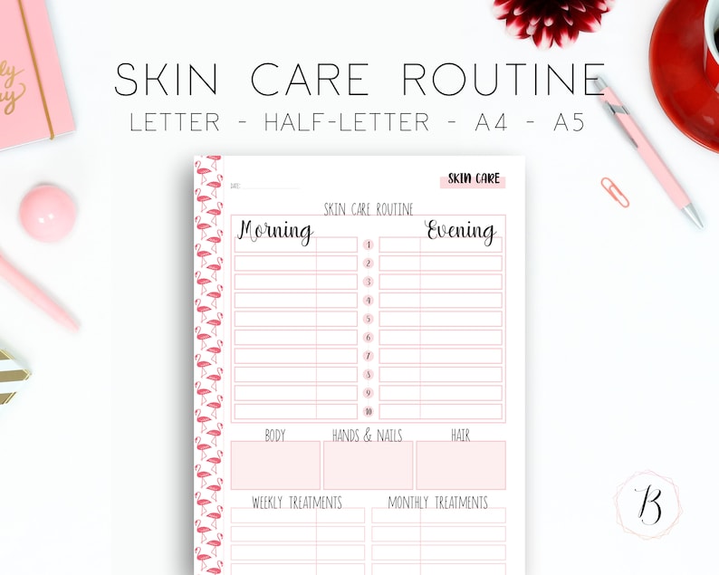Skin Care Routine Printable PDF Planner Inserts A4 A5 - Etsy