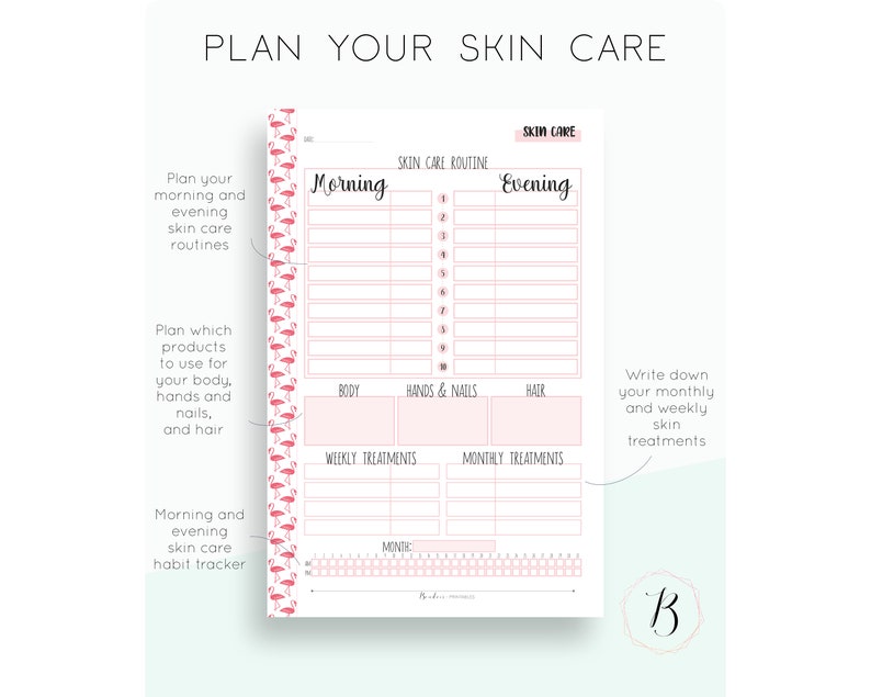 Skin Care Routine Printable PDF Planner Inserts A4 A5 - Etsy