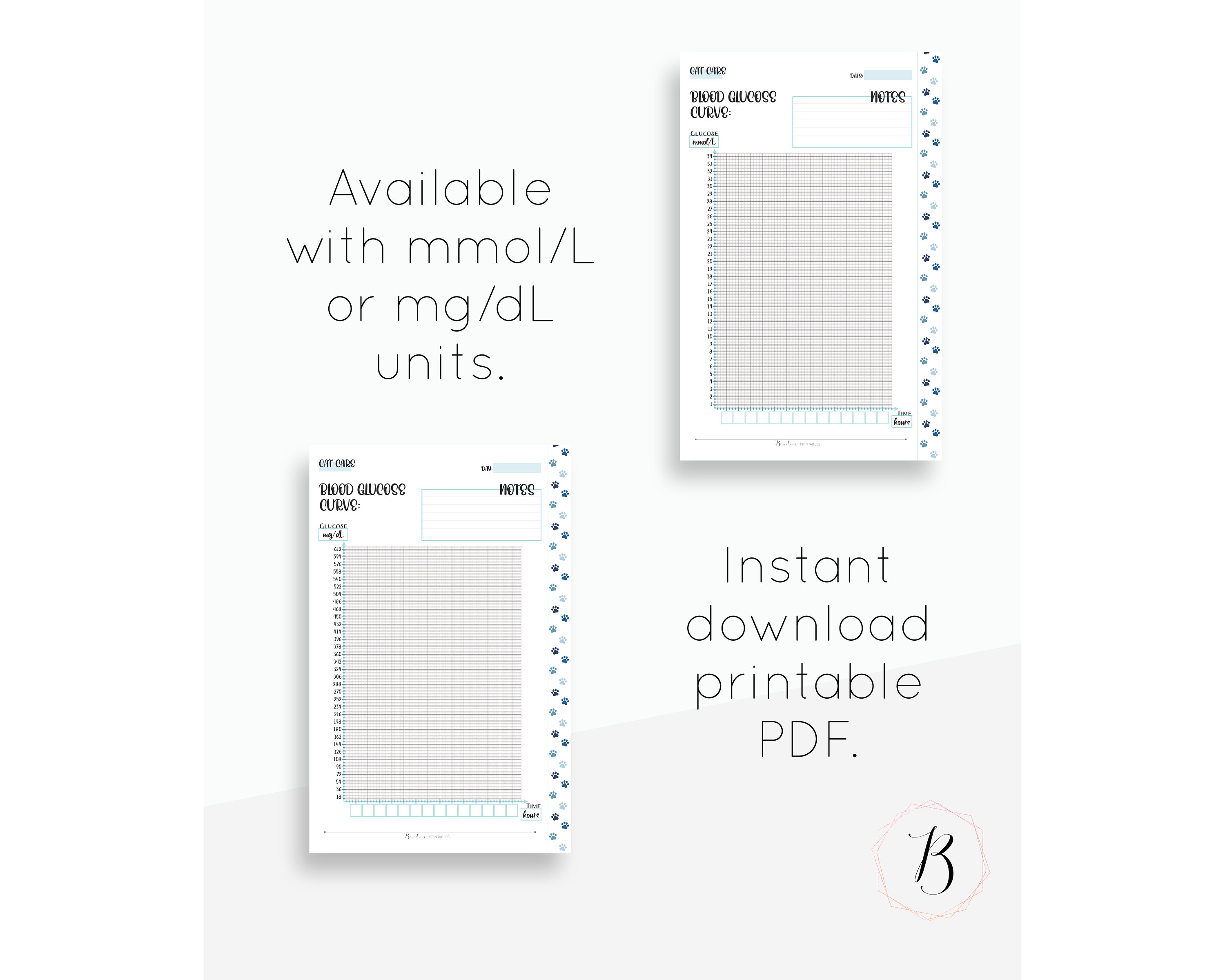 Cat Diabetes Insulin Tracker; Blood Glucose Curve Chart; PDF Printable ...
