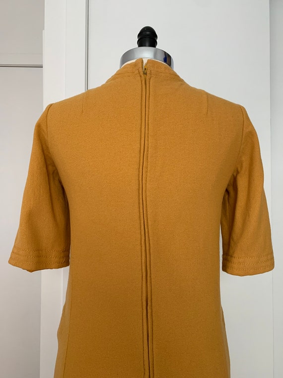 Vintage 60s Mustard Wool Dress with Pockets - image 4