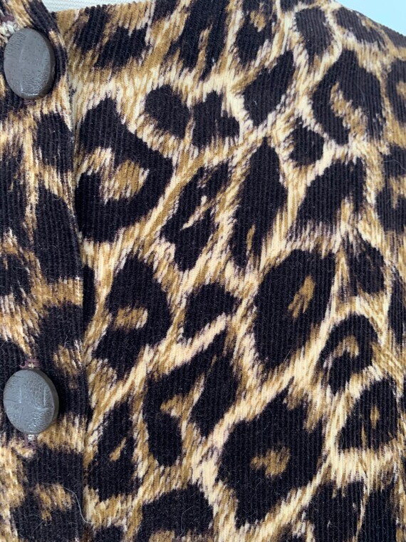 Vintage 60s Leopard Print Corduroy Crop Jacket M - image 2