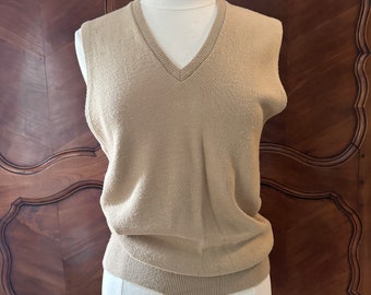 Vintage 90s Knit V-Neck Sweater Vest Retro School Uniform Size M