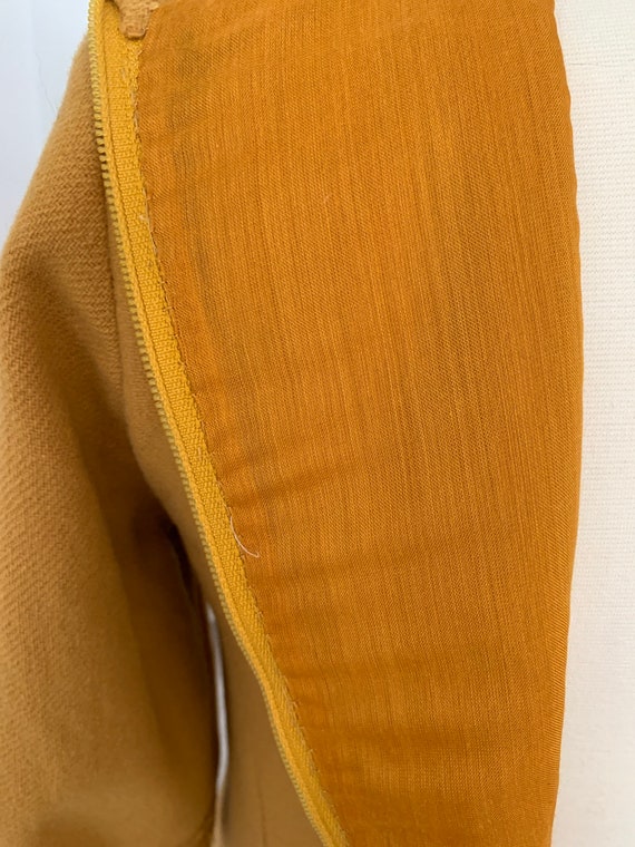Vintage 60s Mustard Wool Dress with Pockets - image 6