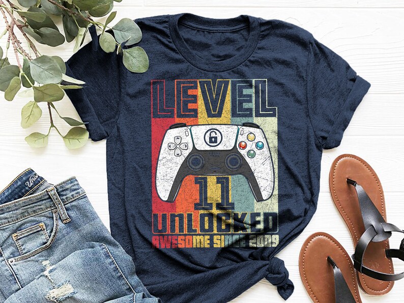 Level 11 Unlocked Svg11th Birthday Shirt 11th Birthday Svg Video Game Controller Joystick Png Sublimation Cricut Silhouette