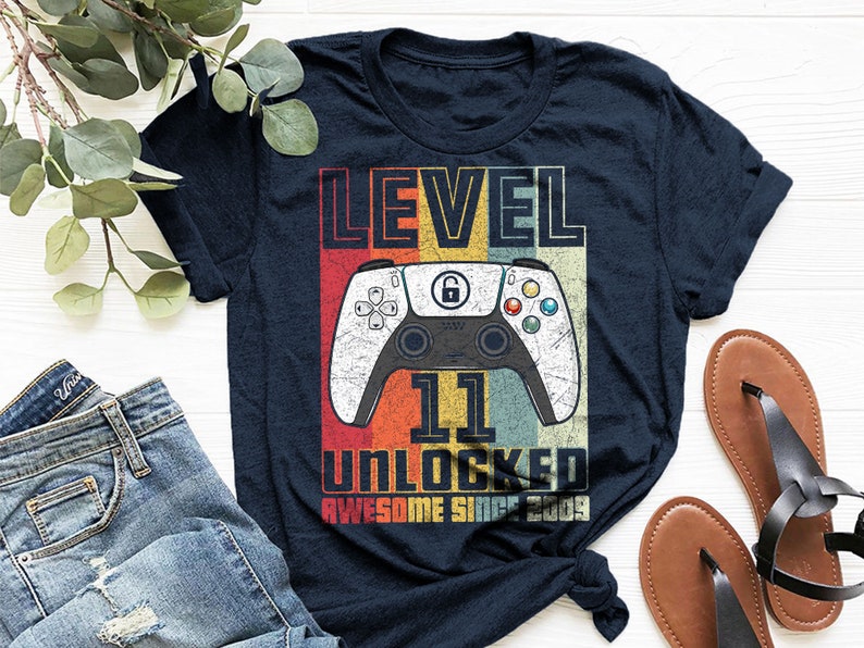 Level 11 Unlocked Svg11th Birthday Shirt 11th Birthday Svg Video Game Controller Joystick Png Sublimation Cricut Silhouette
