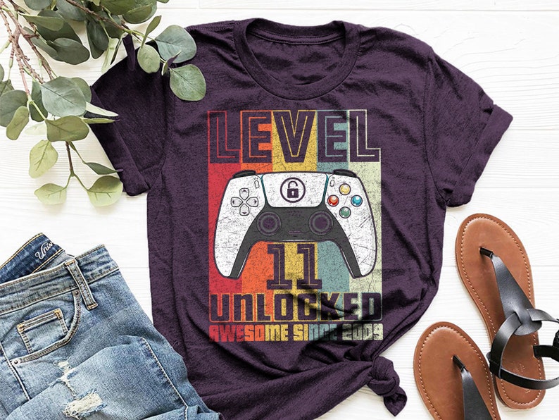 Level 11 Unlocked Svg11th Birthday Shirt 11th Birthday Svg Video Game Controller Joystick Png Sublimation Cricut Silhouette
