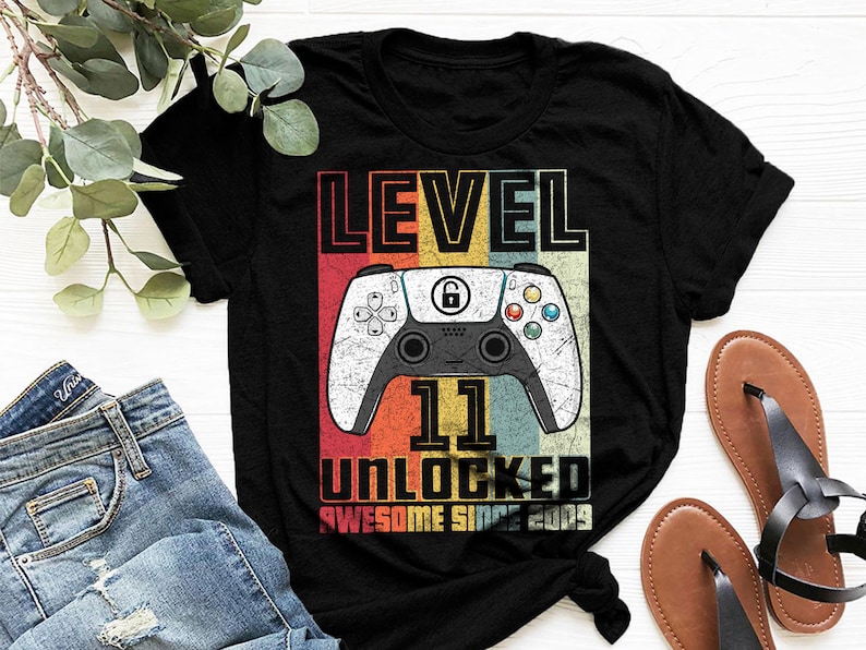 Level 11 Unlocked Svg11th Birthday Shirt 11th Birthday Svg Video Game Controller Joystick Png Sublimation Cricut Silhouette