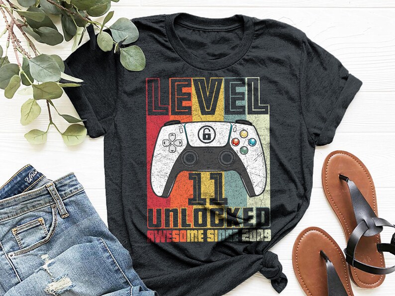 Level 11 Unlocked Svg11th Birthday Shirt 11th Birthday Svg Video Game Controller Joystick Png Sublimation Cricut Silhouette